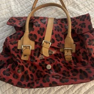 Maurizio Taiuti Multicolor Genuine Leather Animal Print Satchel Bag